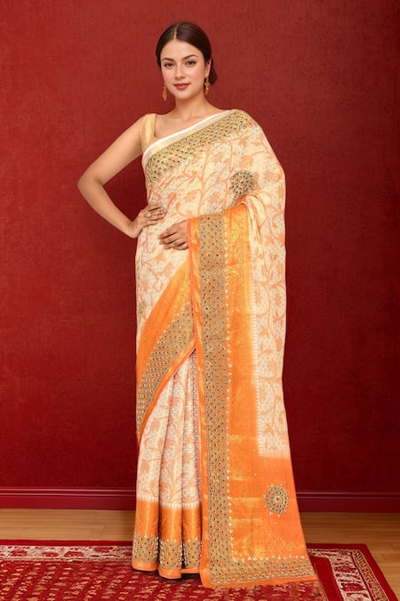 Samyukta Singhania Floral Woven Silk Saree With Running Blouse 