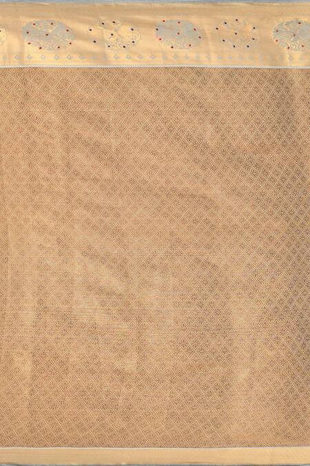 Naintara Bajaj_Gray Silk Crystals Embroidered Peacock Butti Saree _Online_at_Aza_Fashions