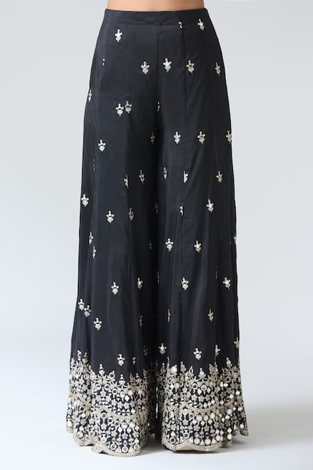 Buy Gopi Vaid Black Tussar Mirrors, Embroidery Work Cape Pant Set Online at Aza Fashions Buy_Gopi Vaid_Black Tussar Mirrors, Embroidery Work Cape Pant Set _Online_at_Aza_Fashions