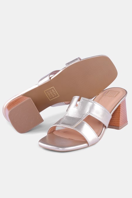 Heel Your Sole Metallic Square Toe Block Heels 