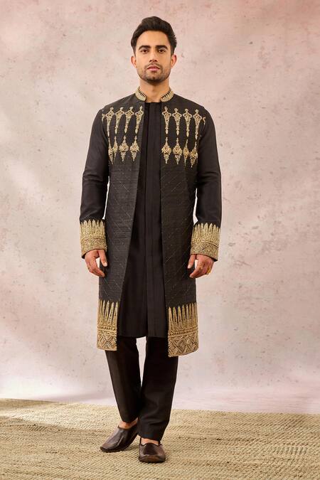 Buy Masaba Black Silk Embroidery, Zari Embellished Bundi Kurta Set Buy_Masaba_Black Silk Embroidery, Zari Embellished Bundi Kurta Set