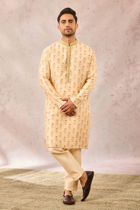 Masaba_Beige Viscose, Silk Sequins, Beads The Bombay Barfi Sherwani And Pant Set _at_Aza_Fashions