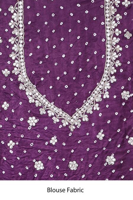 Samyukta Singhania_Purple Silk Gota Patti, Embroidery Work Bandhani Saree With Blouse Piece_at_Aza_Fashions