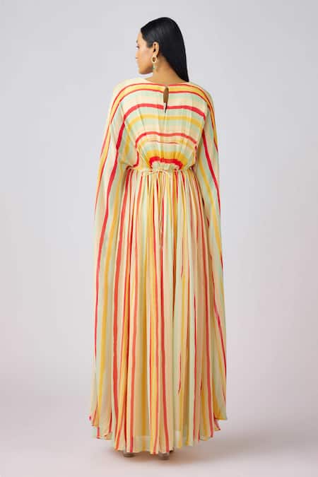 Basanti - Kapde Aur Koffee Abstract Print Maxi Dress With Bustier 