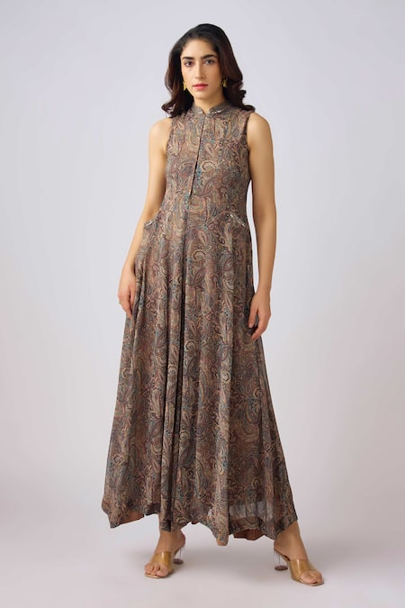 Basanti - Kapde Aur Koffee Paisley Print Jumpsuit 