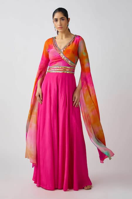 Basanti - Kapde Aur Koffee_Multi Color Crepe Cut Work V-neck Multicolor Abstract Print Jumpsuit _Online_at_Aza_Fashions