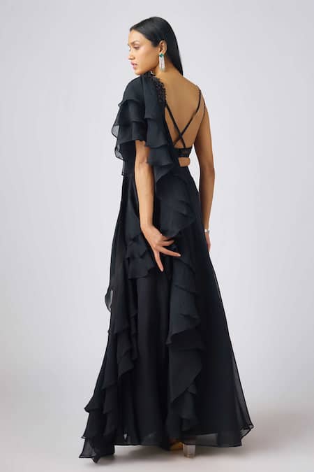 Basanti - Kapde Aur Koffee Black Embroidered Waistband Lehenga Set 