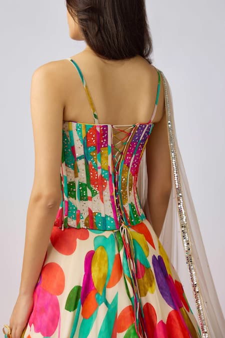 Basanti - Kapde Aur Koffee Multicolor French Bloom Print Lehenga Set 