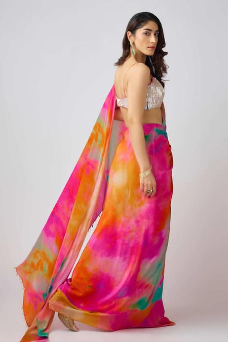 Basanti - Kapde Aur Koffee Gradient Shaded Pre-Draped Saree & Blouse 