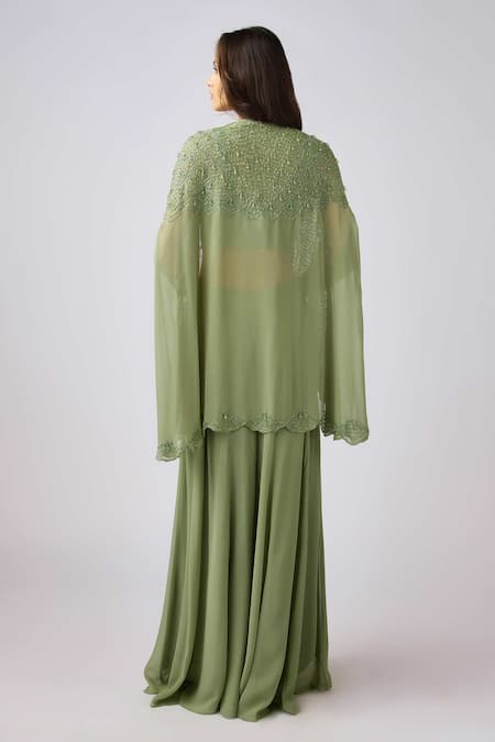 Basanti - Kapde Aur Koffee Embroidered Cape Sharara Set