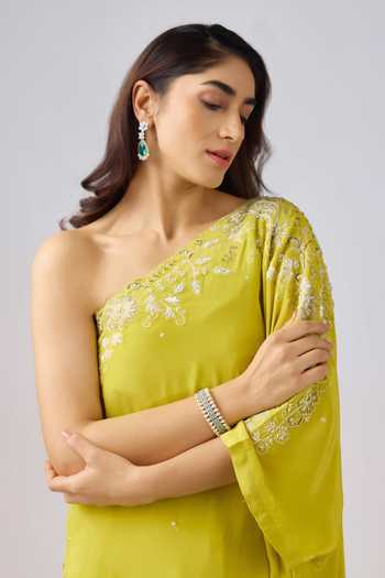 Buy Basanti Kapde aur Koffee Green Georgette Sequins, Beads Round Neck, One Aari Embroidered Kaftan Set Online at Aza Fashions Buy_Basanti Kapde aur Koffee_Green Georgette Sequins, Beads Round Neck, One Aari Embroidered Kaftan Set _Online_at_Aza_Fashions