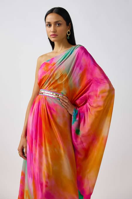 Shop_Basanti - Kapde Aur Koffee_Multi Color Crepe Cut Work, Cutdana And Brass Coin Embellished Maxi Dress _Online_at_Aza_Fashions