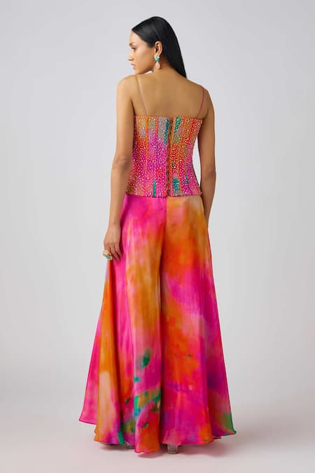 Basanti - Kapde Aur Koffee Swarovski Embroidered Corset Blouse & Sharara 
