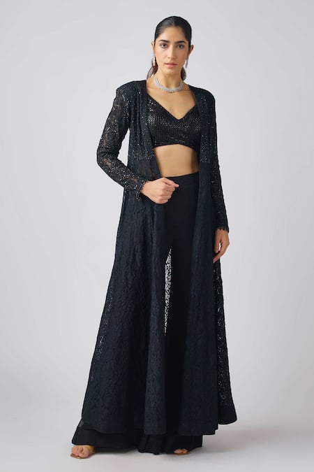 Basanti - Kapde Aur Koffee Black Sequin Embroidered Jacket Sharara Set 