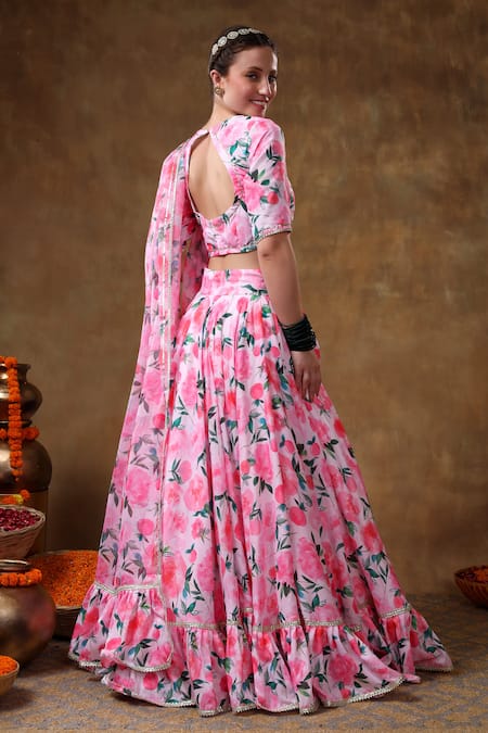 Pomcha Jaipur Floral Print Lehenga Set 