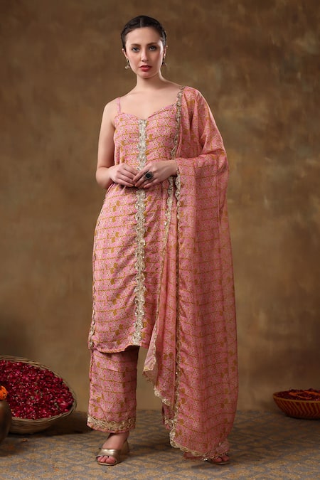 POMCHA JAIPUR Naila Gota Lace Embellished Kurta Set 