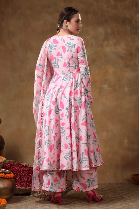 Pomcha Jaipur Floral Print Anarkali Pant Set 