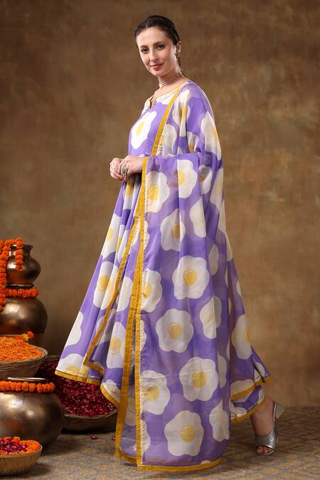 Buy Pomcha Jaipur Purple Muslin, Organza Gota Patti Round Neck Egg Print Anarkali Pant Set Online at Aza Fashions Buy_Pomcha Jaipur_Purple Muslin, Organza Gota Patti Round Neck Egg Print Anarkali Pant Set _Online_at_Aza_Fashions