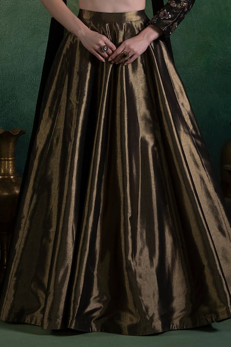 Lashkaraa Gold Brocade, Georgette Sequins, Zari One Shoulder Metallic Lehenga Set Online at Aza Fashions Lashkaraa_Gold Brocade, Georgette Sequins, Zari One Shoulder Metallic Lehenga Set_Online_at_Aza_Fashions