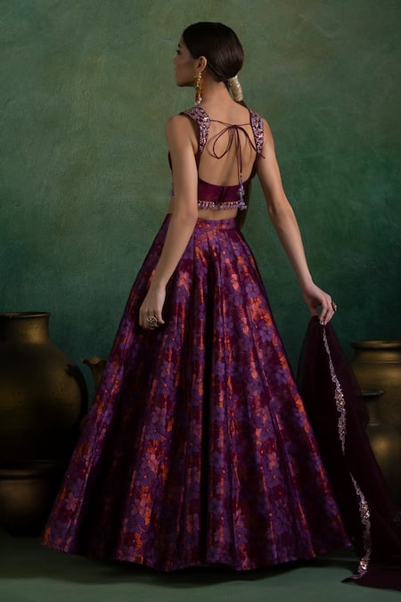 Lashkaraa Persian Blossom Brocade Lehenga Set 