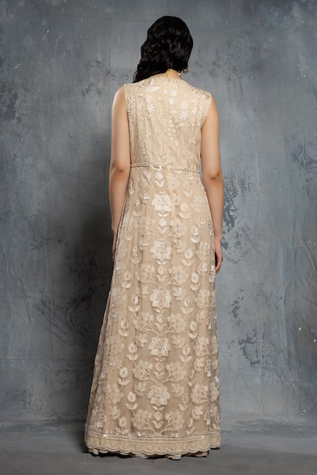 Neeta Lulla 3D Floral Embroidered Anarkali & Jacket Set 