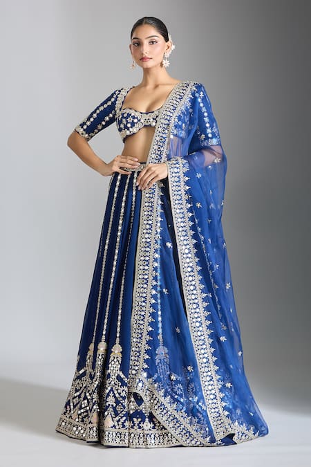 Gopi Vaid Embroidered Mirror Work Lehenga Set 