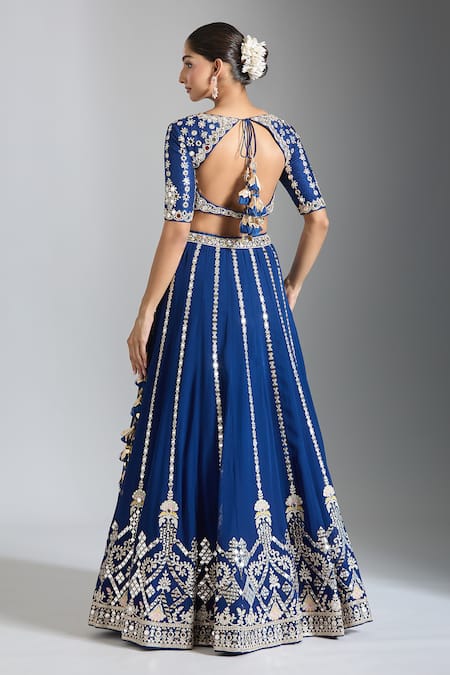 Gopi Vaid Embroidered Mirror Work Lehenga Set 