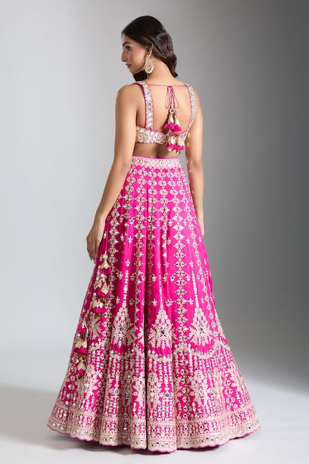 Gopi Vaid Mirror Bloom Embroidered Lehenga Set 