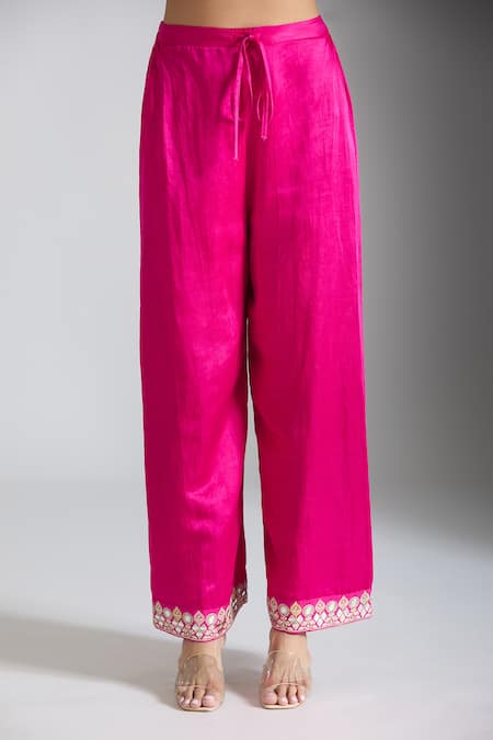 Shop Gopi Vaid Pink Organza, Tussar Mirrors, Embroidery Gulbahar Anarkali Set Online at Aza Fashions Shop_Gopi Vaid_Pink Organza, Tussar Mirrors, Embroidery Gulbahar Anarkali Set _Online_at_Aza_Fashions