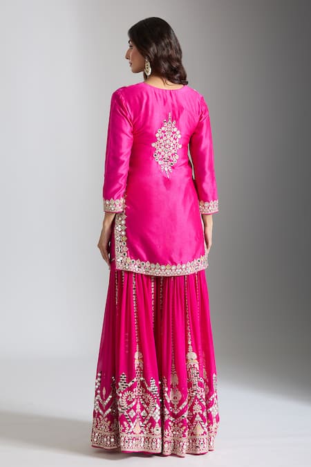 Gopi Vaid Gota Patti Mirror Embroidered Kurta Sharara Set 