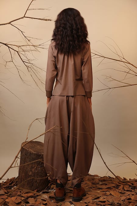 Shop MATI_1 Beige Cotton Solid Dhoti Style Balloon Pant at Aza Fashions Shop_MATI_1_Beige Cotton Solid Dhoti Style Balloon Pant _at_Aza_Fashions