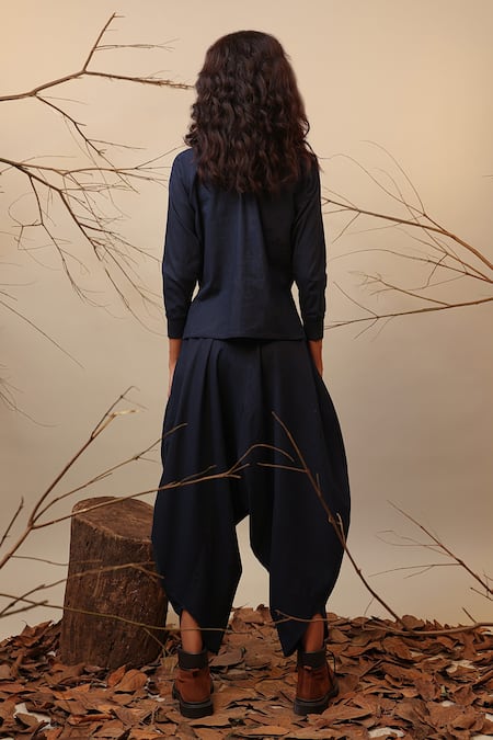 Shop MATI_1 Blue Cotton Dhoti Style Balloon Pant at Aza Fashions Shop_MATI_1_Blue Cotton Dhoti Style Balloon Pant _at_Aza_Fashions