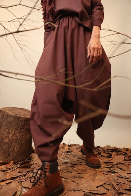 Buy MATI_1 Brown Cotton Dhoti Style Balloon Pant Online at Aza Fashions Buy_MATI_1_Brown Cotton Dhoti Style Balloon Pant _Online_at_Aza_Fashions