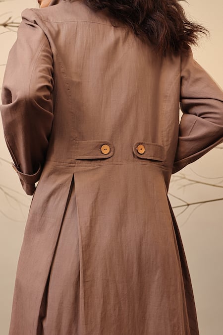 Buy MATI_1 Beige Cotton Collared Full Length Trench Jacket Online at Aza Fashions Buy_MATI_1_Beige Cotton Collared Full Length Trench Jacket _Online_at_Aza_Fashions