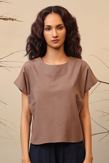 MATI Beige Color Block Top 