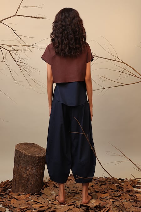 Mati Brown Color Blocked Kaftan Top 