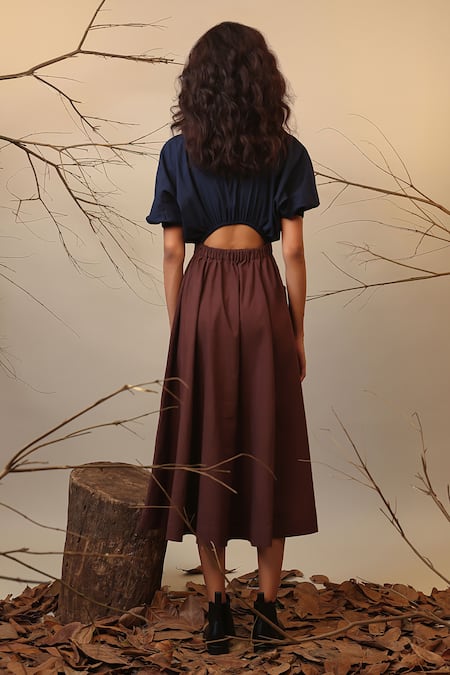 Mati Brown Color Block Midi Dress 