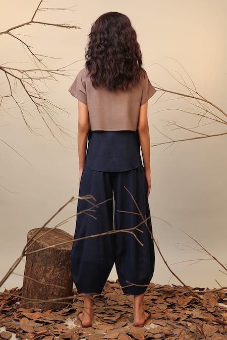 Mati Beige Cotton Kaftan Top & Balloon Pant Set 