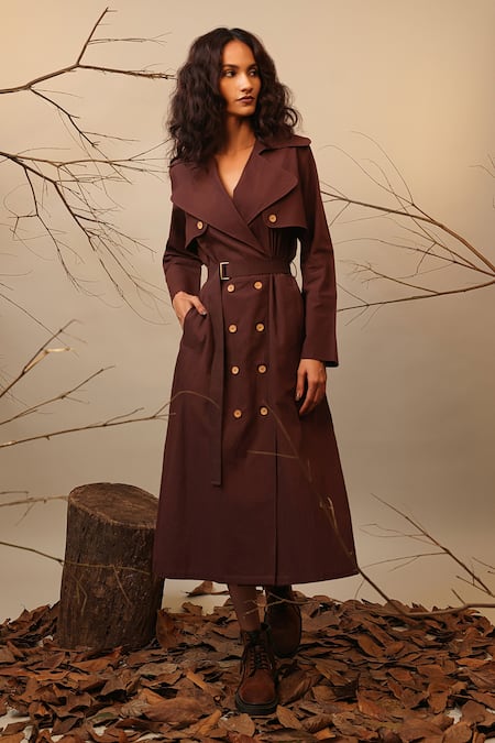 MATI Cotton Trench Overlap Midi Dress With Belt 