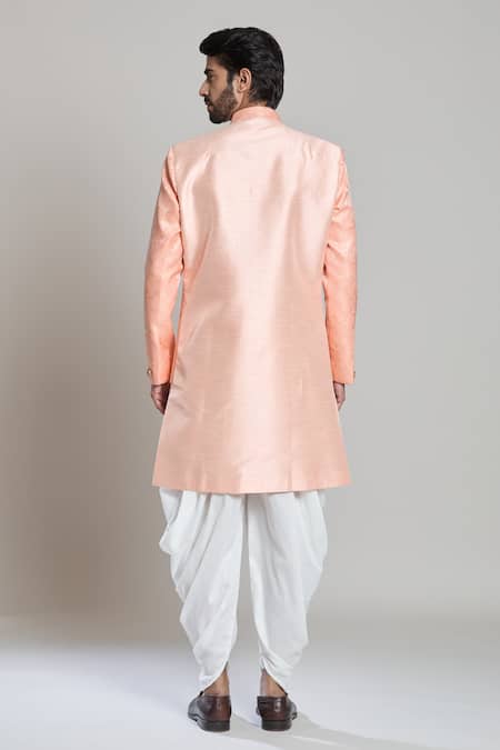 Arihant Rai Sinha Peach Floral Woven Sherwani Set 