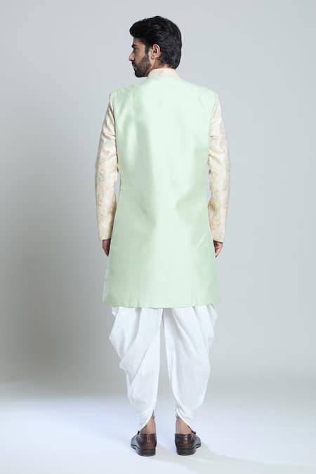 Arihant Rai Sinha Leaf Jacquard Woven Sherwani Set 