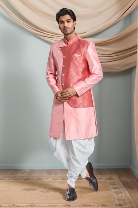 Aryavir Malhotra Geometric Placement Woven Sherwani Set 