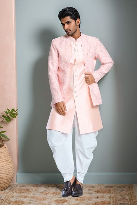 Aryavir Malhotra Botanical Woven Sherwani Set 