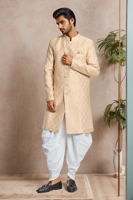 Aryavir Malhotra Flower Jacquard Woven Sherwani Set 