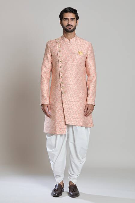 Arihant Rai Sinha White Acrylic, Jacquard Embroidery Bloom Woven Sherwani Set Online at Aza Fashions Arihant Rai Sinha_White Acrylic, Jacquard Embroidery Bloom Woven Sherwani Set _Online_at_Aza_Fashions