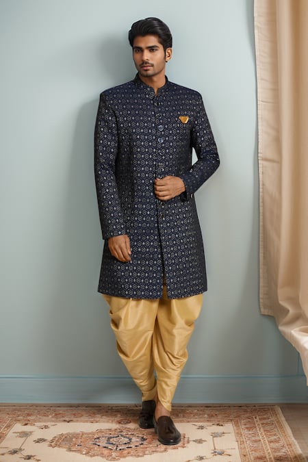 Aryavir Malhotra Geometric Pattern Sherwani Set 