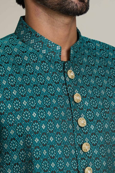 Buy Arihant Rai Sinha Gold Silk, Jacquard Embroidery Hexagon Woven Sherwani Set Online at Aza Fashions Buy_Arihant Rai Sinha_Gold Silk, Jacquard Embroidery Hexagon Woven Sherwani Set _Online_at_Aza_Fashions