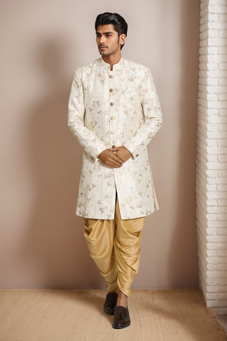 Aryavir Malhotra Floral Vine Embroidered Sherwani Set 