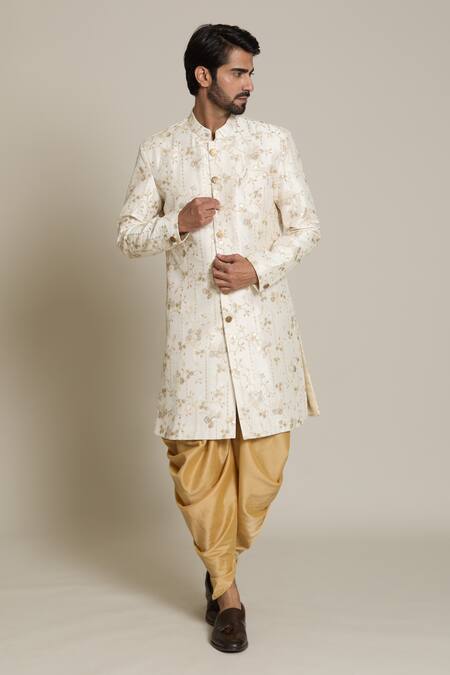 Shop Arihant Rai Sinha Gold , Satin Embroidery, Sequins Floral Vine Sherwani Set Online at Aza Fashions Shop_Arihant Rai Sinha_Gold , Satin Embroidery, Sequins Floral Vine Sherwani Set _Online_at_Aza_Fashions