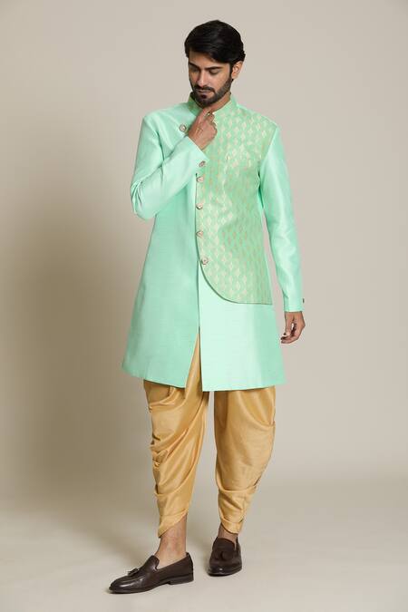Buy Arihant Rai Sinha Green Silk, Jacquard, Pashmina Embroidery Geometric Woven Sherwani Set Online at Aza Fashions Buy_Arihant Rai Sinha_Green Silk, Jacquard, Pashmina Embroidery Geometric Woven Sherwani Set _Online_at_Aza_Fashions